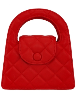 Quilted Style Top Handle Bag 6805 RED